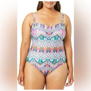 NWT-  Kenneth Cole Reaction
Jungle Mosaic Bandeau One Piece Swimsuit